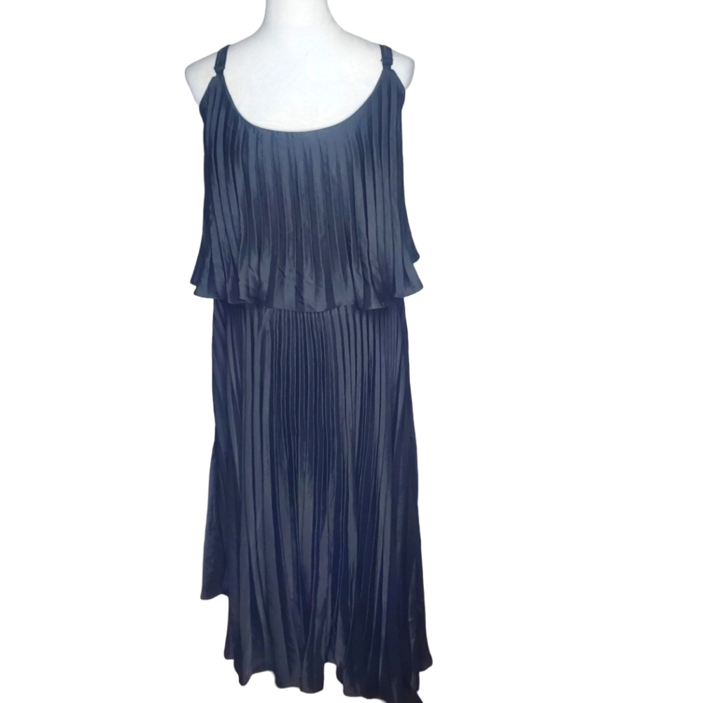 City Chic Refinity Eternal Pleat Black Off The Shoulder Dress